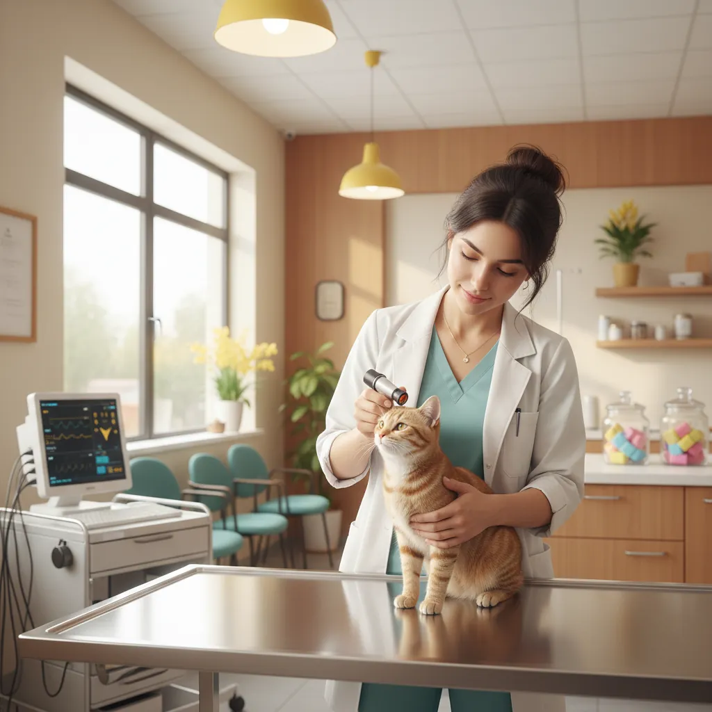 Dierenarts onderzoekt kat in de kliniek